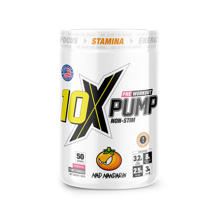 10X Athletic PUMP 600g - Mad Mandarin - Health & Personal Care at MySupplementShop by 10X Athletic