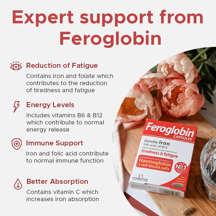 Vitabiotics Feroglobin B12 Slow Release 30 Capsules - Energy & Mind at MySupplementShop by Vitabiotics