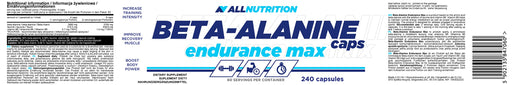 Allnutrition Beta-Alanine Endurance Max - 240 caps - Beta-Alanine at MySupplementShop by Allnutrition