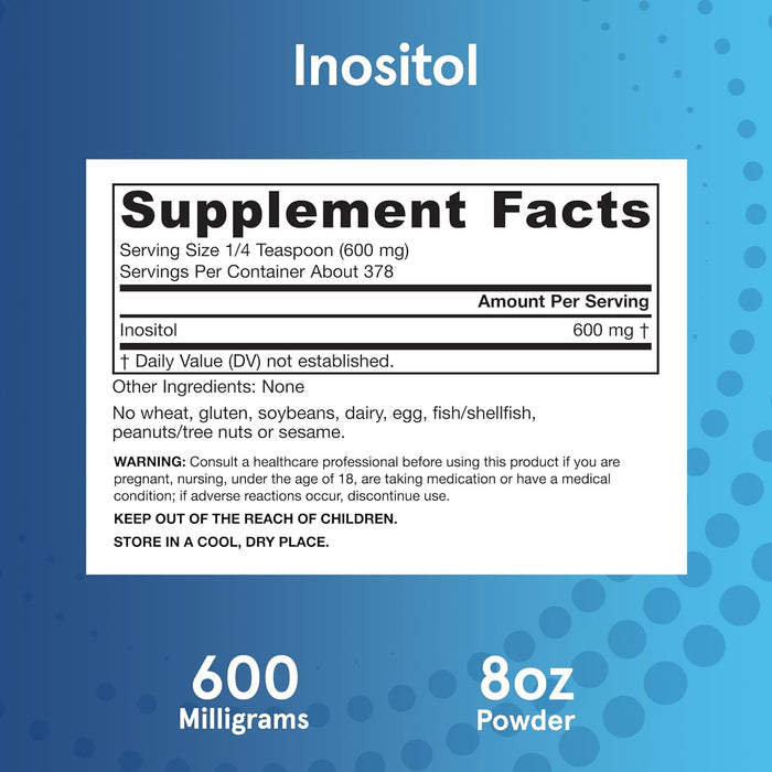 Jarrow Formulas Inositol Powder 227g: Mood and Insulin Sensitivity, Easy Mix - Health and Wellbeing at MySupplementShop by Jarrow Formulas