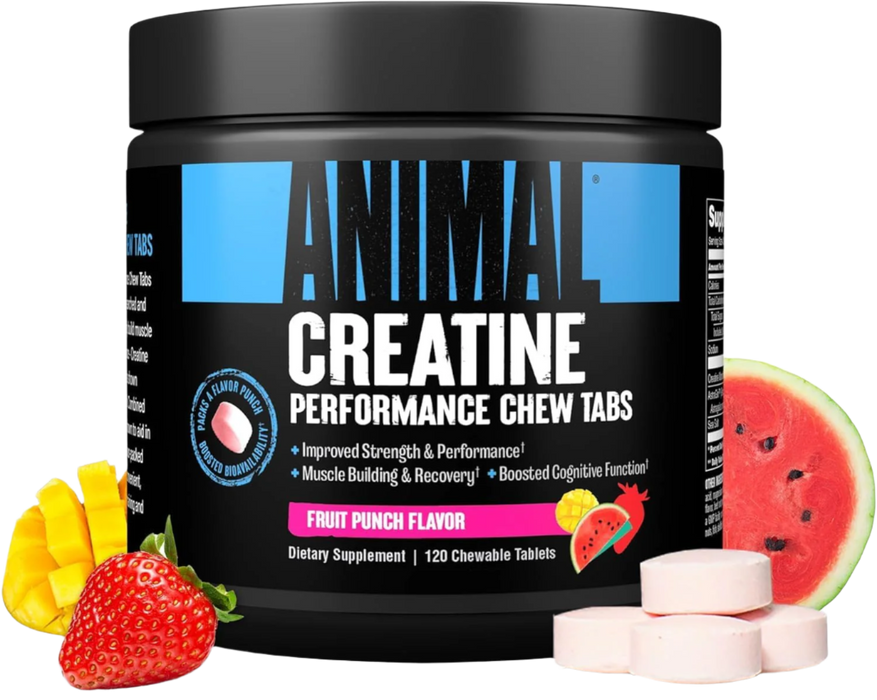 Animal Creatine Chews Fruit Punch Flavour, 120 chewable tablets