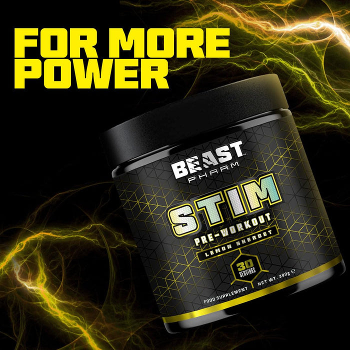 Beast Pharm STIM Pre Workout 390g (Lemon Sherbet) - Pre Workout at MySupplementShop by Beast Pharm