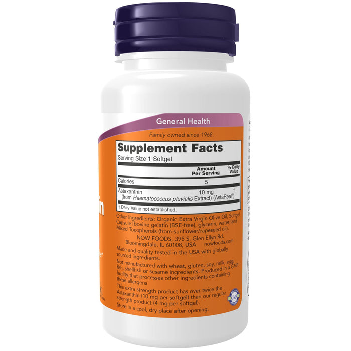 NOW Foods Astaxanthin, 10mg - 60 softgels - Health and Wellbeing at MySupplementShop by NOW Foods