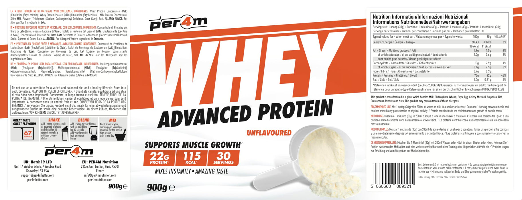 Per4m Whey Protein 900g