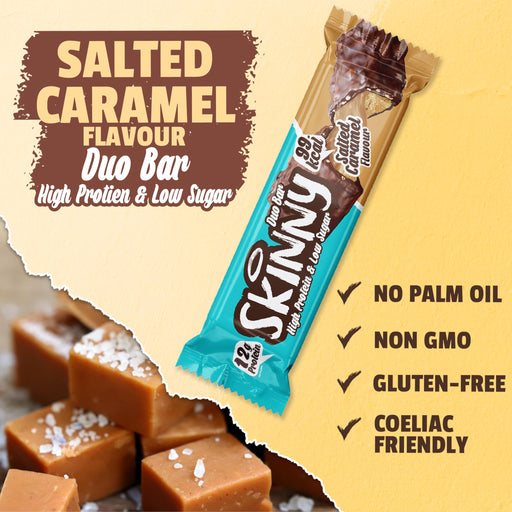 The Skinny Food Co Skinny Bar 12x60g Salted Caramel - Sports Nutrition at MySupplementShop by The Skinny Food Co