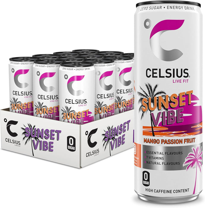 CELSIUS Fantasy Vibe Energy Drink – Zero Sugar, 200mg Caffeine, Refreshing Citrus Flavor