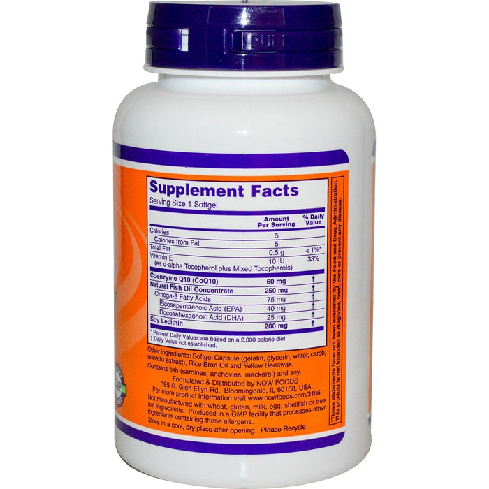 NOW Foods CoQ10 with Omega-3, 60mg - 120 softgels - Health and Wellbeing at MySupplementShop by NOW Foods