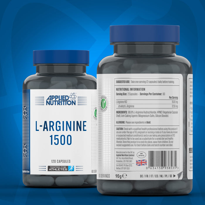 Applied Nutrition L-Arginine 1500 - 120 caps (EAN 634158938535) - L-Arginine at MySupplementShop by Applied Nutrition