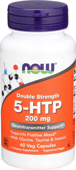 NOW Foods 5-HTP with Glycine Taurine & Inositol, 200mg - 60 vcaps - Health and Wellbeing at MySupplementShop by NOW Foods