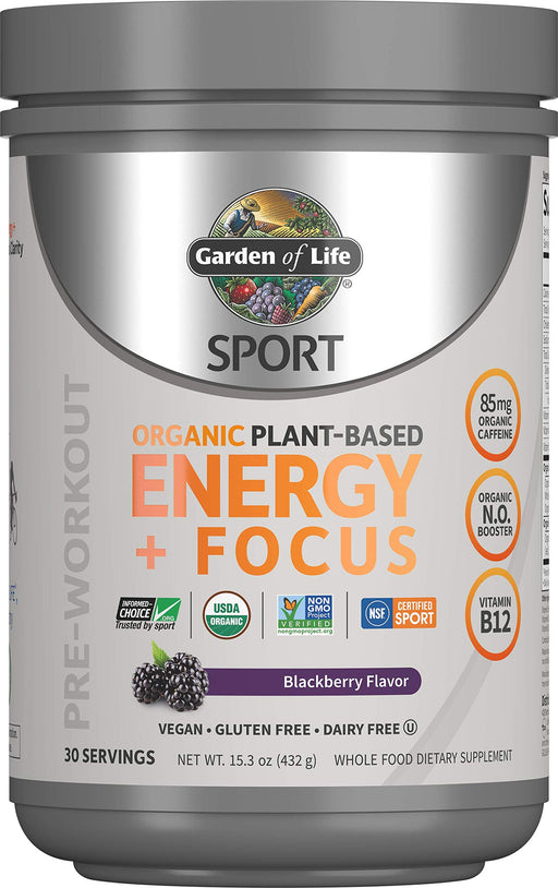 Garden of Life Organic Plant-Based Energy + Focus, Blackberry - 432g - Nitric Oxide Boosters at MySupplementShop by Garden of Life