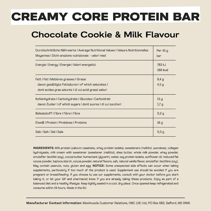 Maxi Nutrition Creamy Core Bar 12x45g - Protein Bars at MySupplementShop by Maxi Nutrition