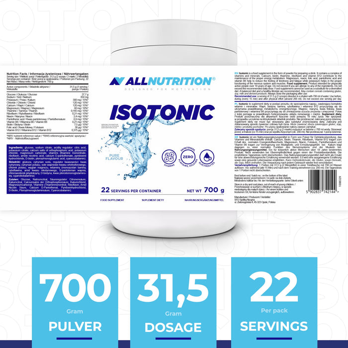 Allnutrition Isotonic, Pure - 700g - Nutritional Supplement at MySupplementShop by Allnutrition