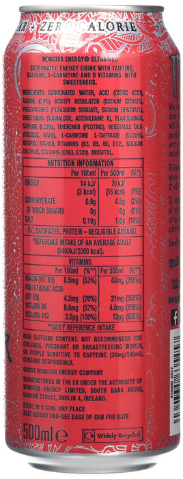 Monster Ultra 12x500ml Red - Sports Nutrition at MySupplementShop by Monster