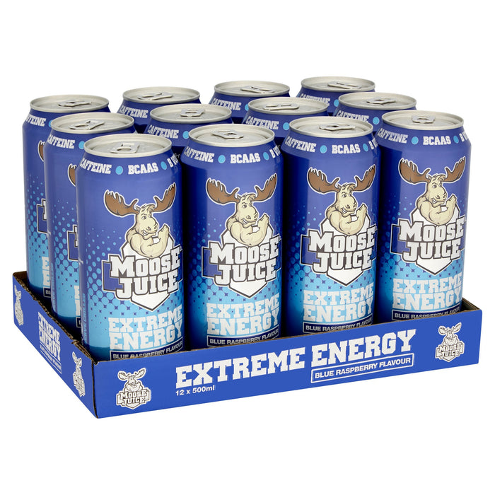 Muscle Moose Moose Juice 12x500ml - Blue Raspberry - Energy Drinks at MySupplementShop by Muscle Moose