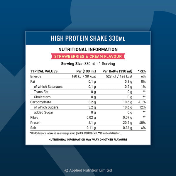 Applied Nutrition High Protein Shake 8 x 330ml - Protein Shake at MySupplementShop by Applied Nutrition