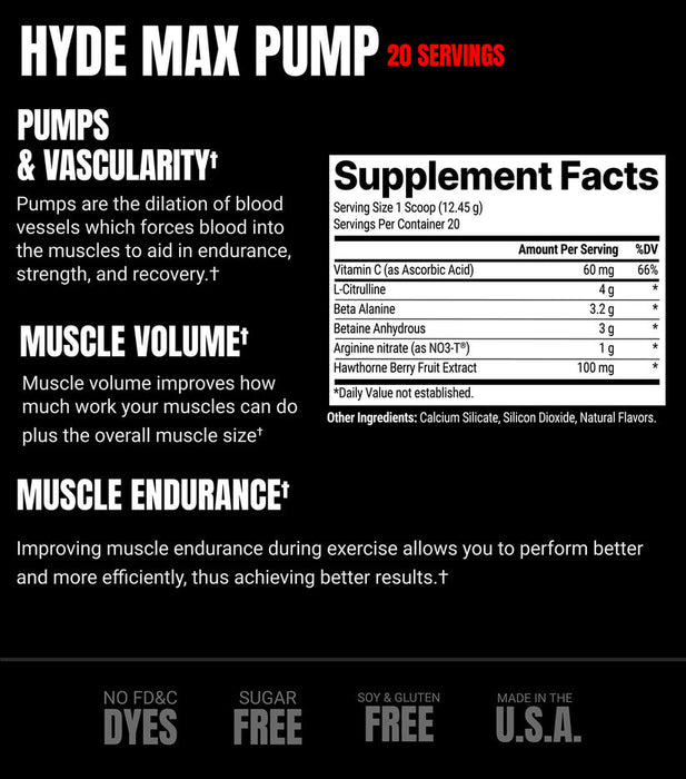 ProSupps Hyde Max Pump - Stim Free Pre-Workout 20 Serv