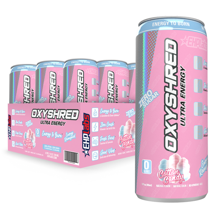 EHP Labs OxyShred Ultra Energy Drink RTD 12x355ml - Cotton Candy - Pre Workout at MySupplementShop by EHP Labs