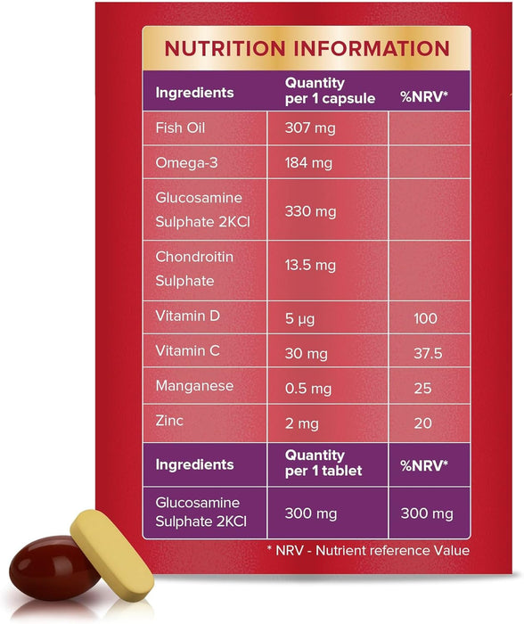 Seven Seas JointCare MAX GLUCOSAMINE 2X30 Capsules – High Strength Glucosamine with Omega-3 & Chondroitin