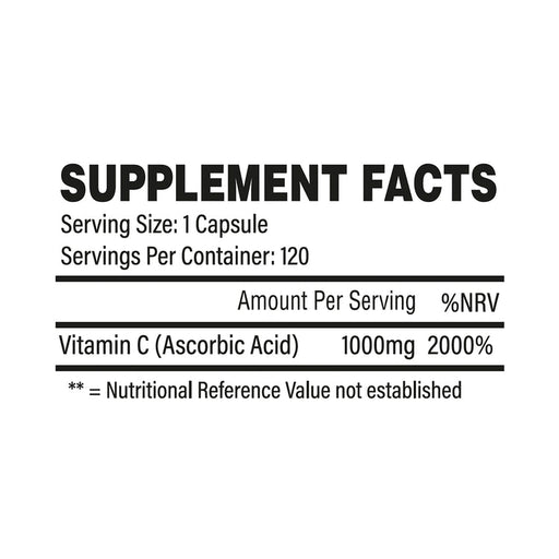 Trained By JP Vitamin C 120Caps Unflavoured - Sports Supplements at MySupplementShop by Trained By JP