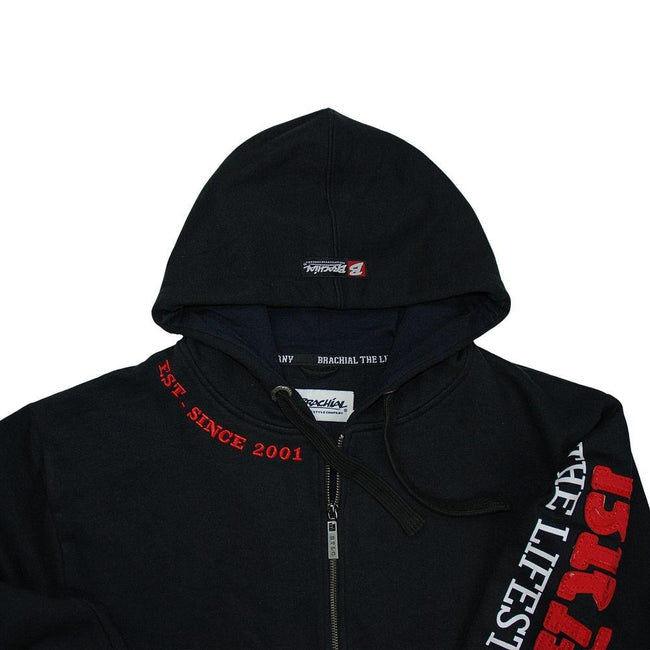 Brachial Zip Hoodie Gym - Black/Red - Hoodie at MySupplementShop by Brachial The Lifestyle Company