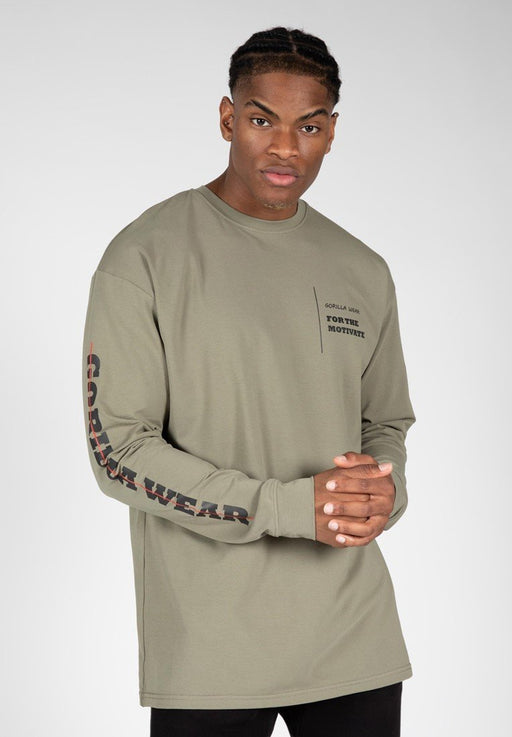 Gorilla Wear Boise Oversized Long Sleeve - Army Green - Small - Long Sleeve at MySupplementShop by Gorilla Wear