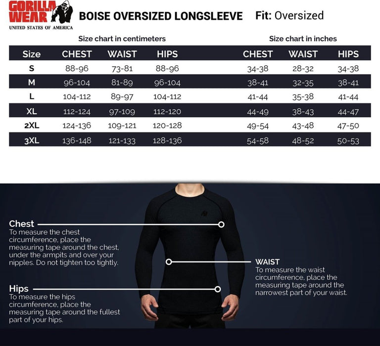 Gorilla Wear Boise Oversized Long Sleeve - Black - Long Sleeve at MySupplementShop by Gorilla Wear