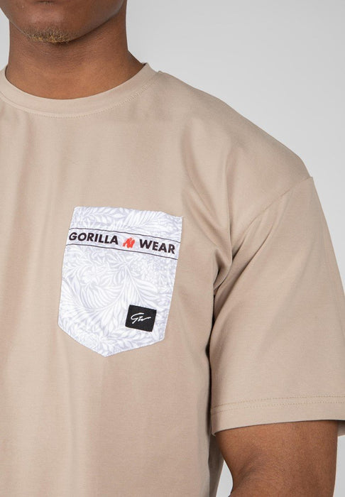 Gorilla Wear Dover Oversized T-Shirt - Beige - T-Shirt at MySupplementShop by Gorilla Wear