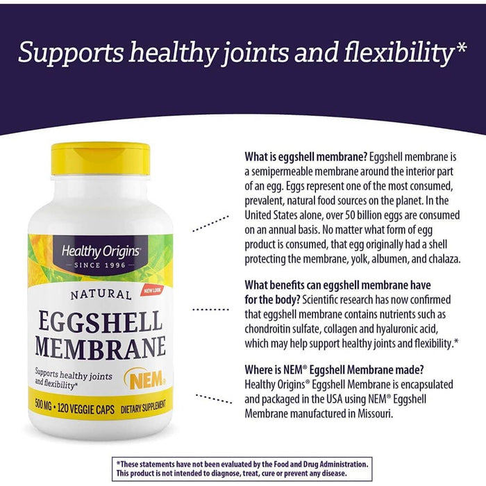 Healthy Origins Eggshell Membrane 500mg 120 Veggie Capsules - Joint Support at MySupplementShop by Healthy Origins