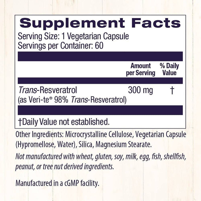 Healthy Origins Resveratrol 300mg 60 Veggie Capsules - Skin Care at MySupplementShop by Healthy Origins