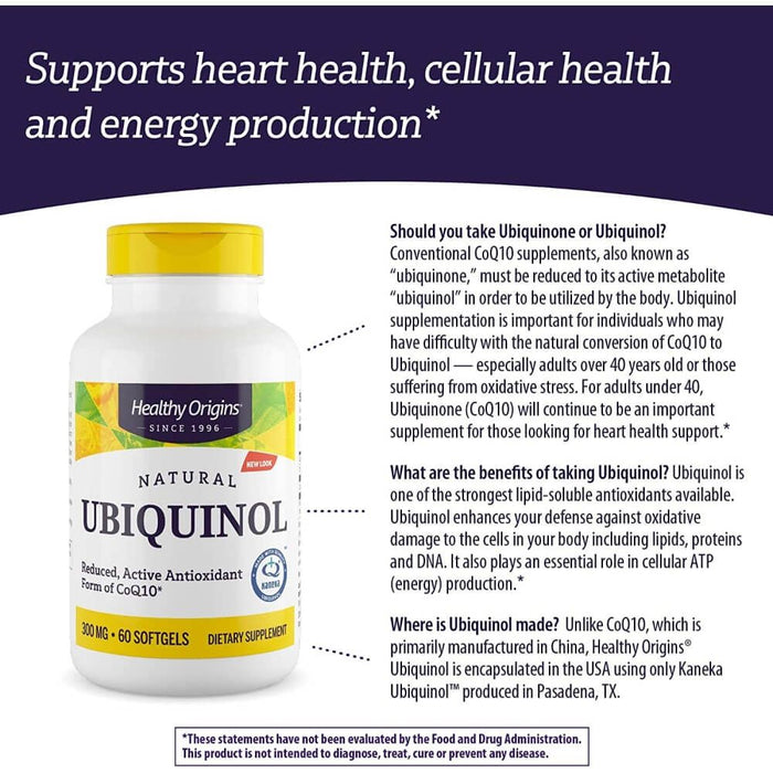 Healthy Origins Ubiquinol 300mg 30 Softgels - Cellular Health at MySupplementShop by Healthy Origins