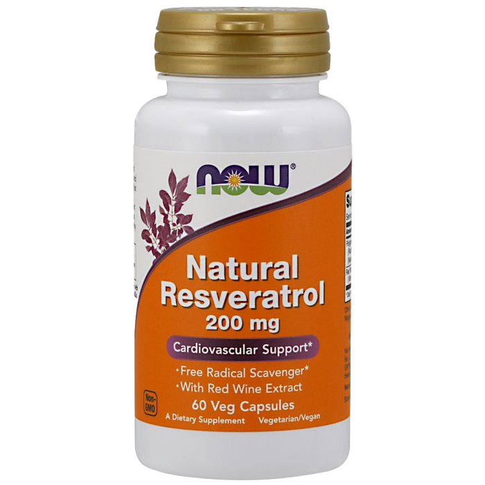 NOW Foods Natural Resveratrol with Red Wine Extract, 200mg - 60 vcaps