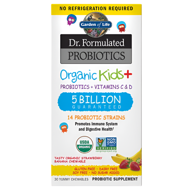 Garden of Life Dr. Formulated Probiotics Organic Kids+, Strawberry Banana - 30 chewables