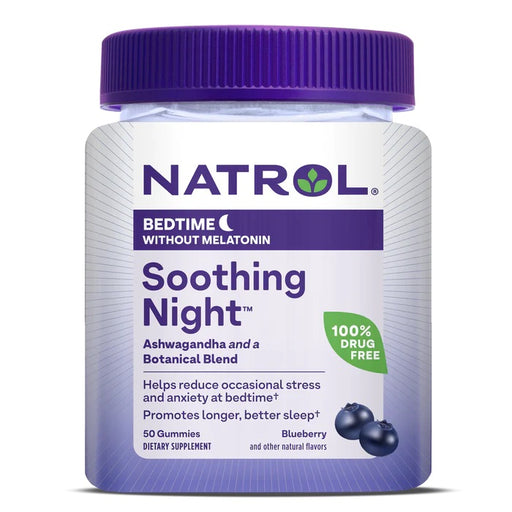 Natrol Soothing Night, Blueberry - 50 gummies - Health and Wellbeing at MySupplementShop by Natrol