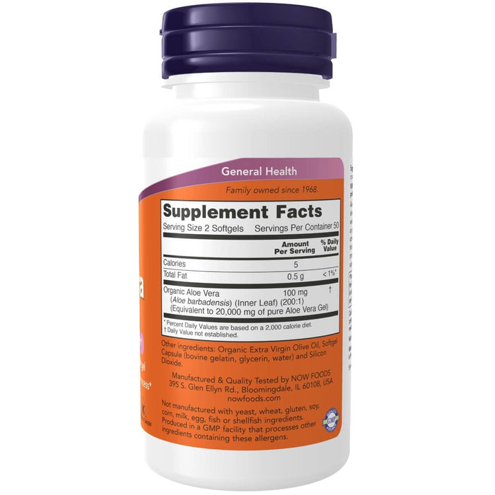 NOW Foods Aloe Vera 10,000 mg 100 Softgels - Health and Wellbeing at MySupplementShop by NOW Foods