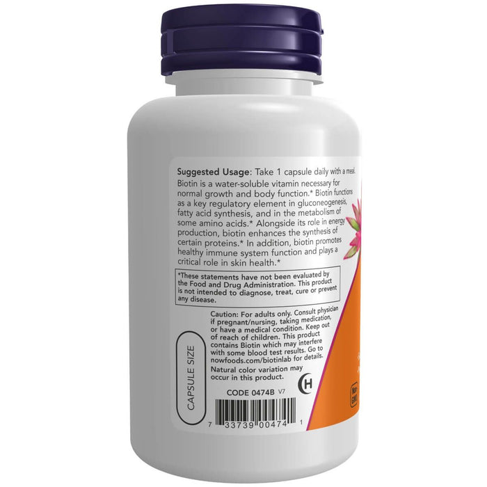 NOW Foods Biotin 5,000 mcg 120 Veg Capsules - Vitamins & Minerals at MySupplementShop by NOW Foods