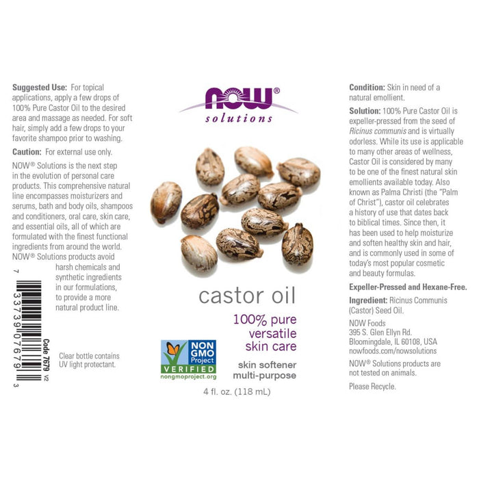 NOW Foods Castor Oil 4oz (118ml) - Hair Care at MySupplementShop by NOW Foods