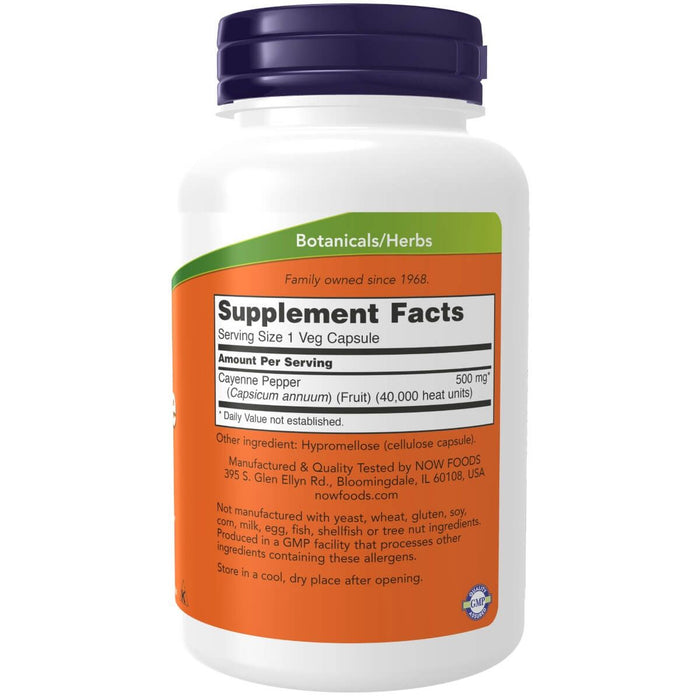 NOW Foods Cayenne 500mg 250 Veg Capsules - Health and Wellbeing at MySupplementShop by NOW Foods