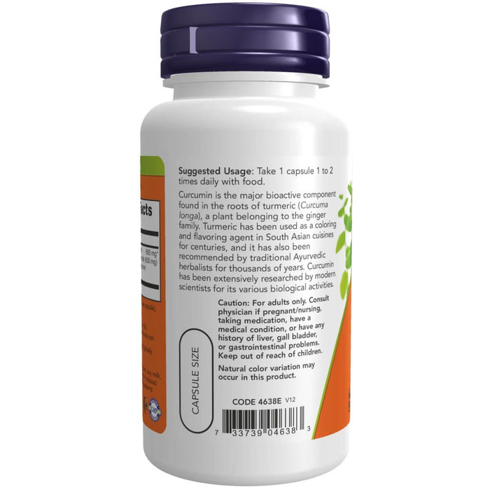 NOW Foods Turmeric Curcumin 60 Veg Capsules - Health and Wellbeing at MySupplementShop by NOW Foods