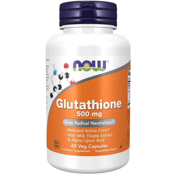 NOW Foods Glutathione 500 mg 60 Veg Capsules - Amino Acids and BCAAs at MySupplementShop by NOW Foods