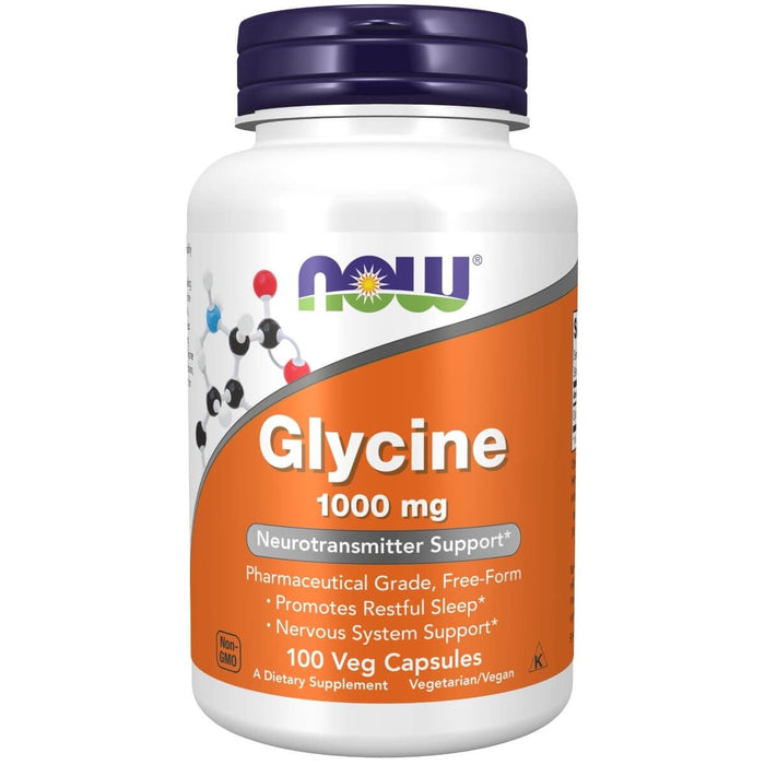 NOW Foods Glycine 1000mg 100 Vegetarian Capsules - Amino Acids and BCAAs at MySupplementShop by NOW Foods