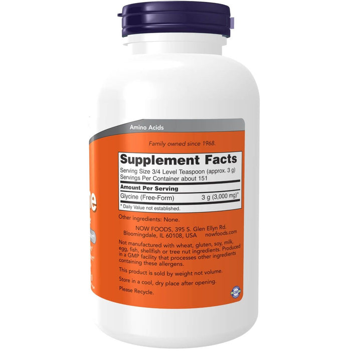 NOW Foods Glycine Pure Powder 1lbs (454g) - Amino Acids and BCAAs at MySupplementShop by NOW Foods