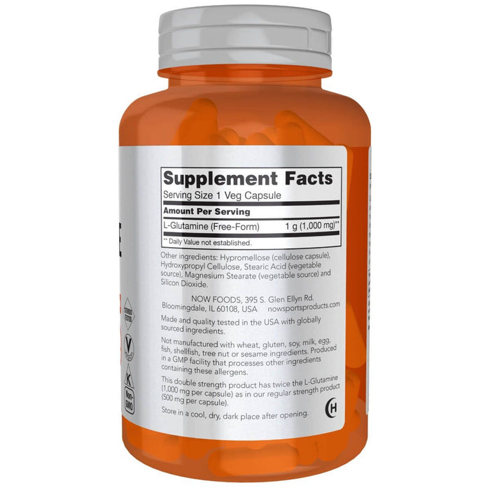 NOW Foods L-Glutamine 1,000 mg 120 Veg Capsules - L-Glutamine, Glutamine at MySupplementShop by NOW Foods