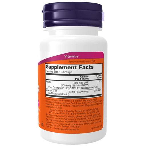 NOW Foods Methyl B-12 (Methylcobalamin) 5,000 mcg 60 Lozenges - Vitamins & Minerals at MySupplementShop by NOW Foods