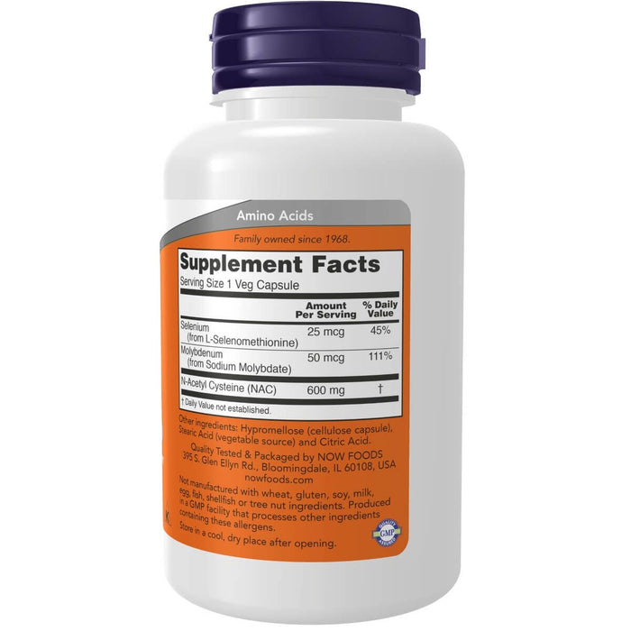 NOW Foods NAC-Acetyl Cysteine 600mg 100 Veggie Capsules - Amino Acids and BCAAs at MySupplementShop by NOW Foods