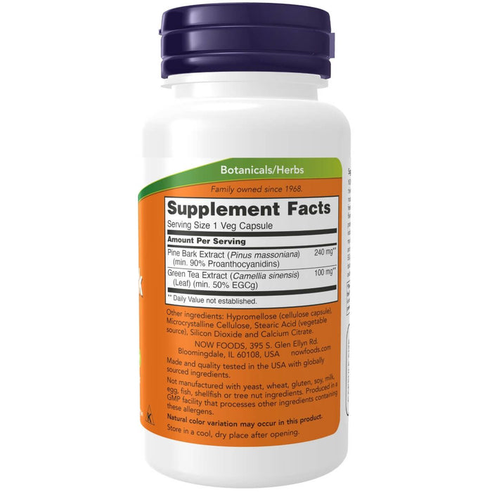 NOW Foods Pine Bark Extract 240 mg 90 Veg Capsules - Health and Wellbeing at MySupplementShop by NOW Foods