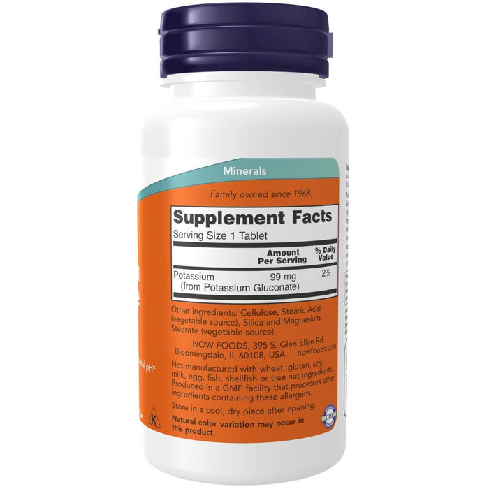 NOW Foods Potassium Gluconate 99mg 100 Tablets - Vitamins & Minerals at MySupplementShop by NOW Foods