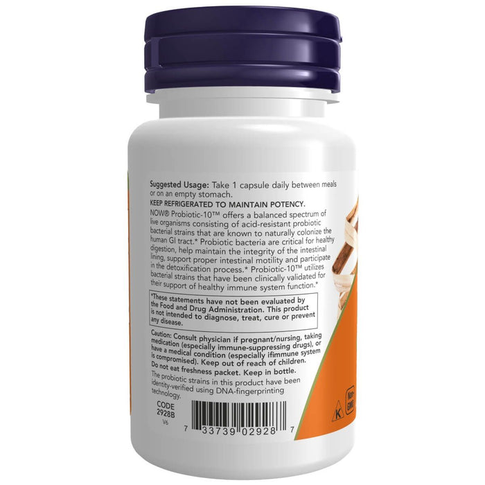 NOW Foods Probiotic-10 50 Billion 50 Veg Capsules - Health and Wellbeing at MySupplementShop by NOW Foods