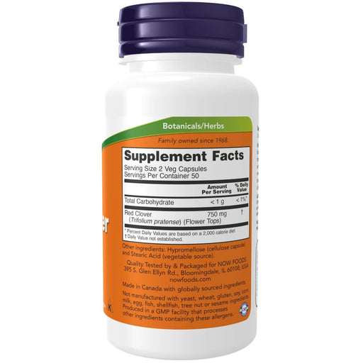 NOW Foods Red Clover 375 mg 100 Capsules - Health and Wellbeing at MySupplementShop by NOW Foods