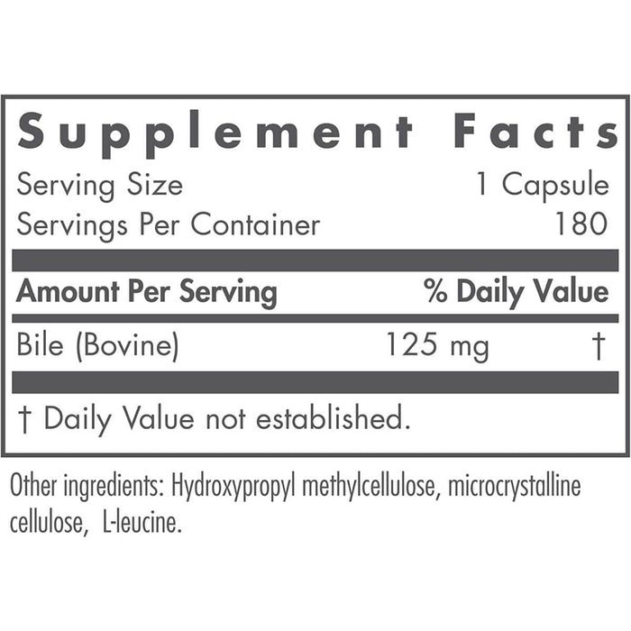 Nutricology Ox Bile 125mg 180 Capsules - Liver Support at MySupplementShop by Optimox