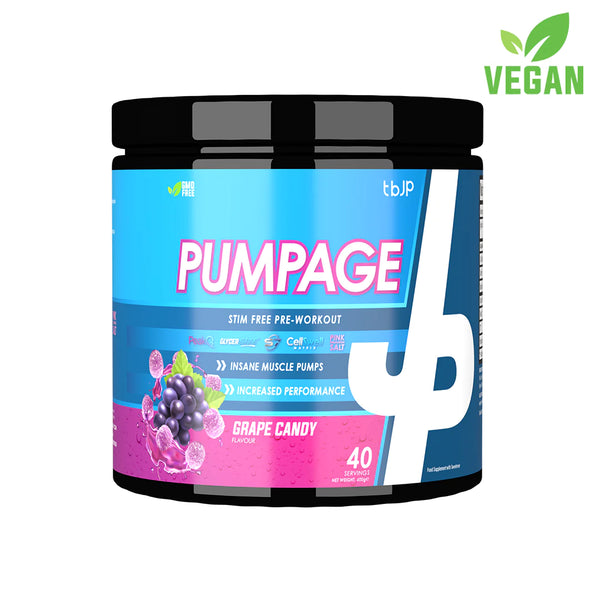 Trained By JP Pumpage Stim Free Pre-Workout 400g - Graped Candy - Pre Workout at MySupplementShop by Trained By JP